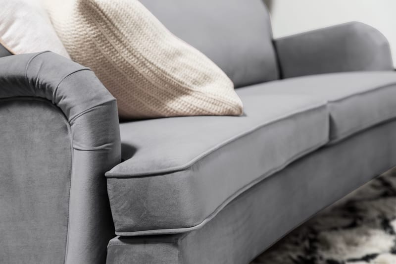 Howard-sofa uten divan og sjeselong Bloomington Howard Classic fløyelssofa 3,5-seter Vera 2, Grå velur - Møbler - Sofaer - 3 seter sofa