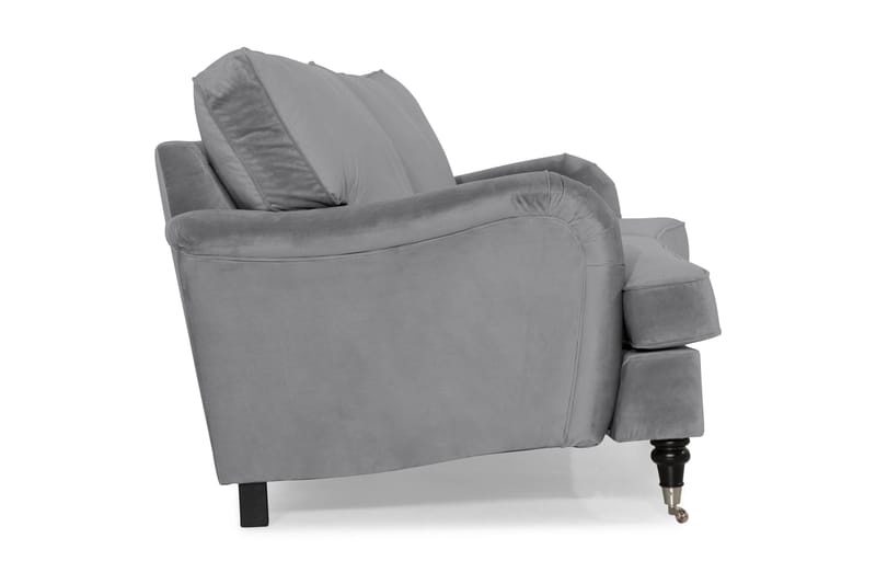 Howard-sofa uten divan og sjeselong Bloomington Howard Classic fløyelssofa 3,5-seter Vera 2, Grå velur - Møbler - Sofaer - 3 seter sofa