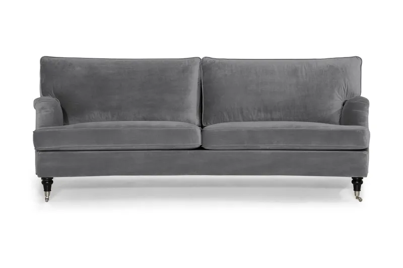 Howard-sofa uten divan og sjeselong Bloomington Howard Classic fløyelssofa 3,5-seter Vera 2, Grå velur