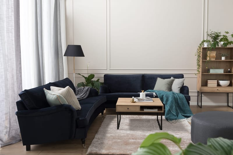 Howard-sofa uten divan og sjeselong Bloomington Howard Classic fløyelssofa 3,5-seter Vera 4, Blå fløyel - Møbler - Sofaer - 3 seter sofa