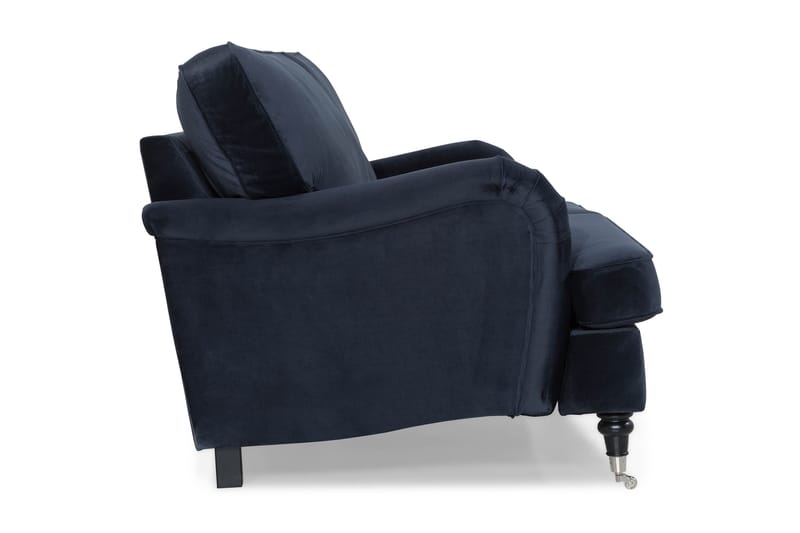 Howard-sofa uten divan og sjeselong Bloomington Howard Classic fløyelssofa 3,5-seter Vera 4, Blå fløyel - Møbler - Sofaer - 3 seter sofa