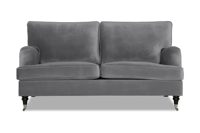 Howard-sofa uten divan og sjeselong Bloomington Howard Classic fløyelssofa 3-seter Vera 2, Grå velur