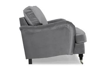 Howard-sofa uten divan og sjeselong Bloomington Howard Classic fløyelssofa 3-seter Vera 2, Grå velur - Møbler - Sofaer - 3 seter sofa