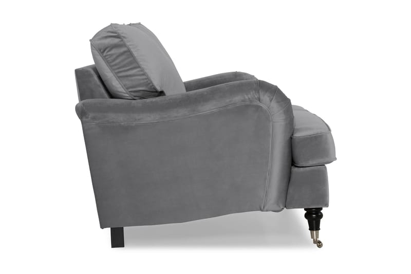 Howard-sofa uten divan og sjeselong Bloomington Howard Classic fløyelssofa 3-seter Vera 2, Grå velur - Møbler - Sofaer - 3 seter sofa