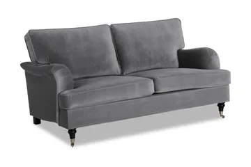 Howard-sofa uten divan og sjeselong Bloomington Howard Classic fløyelssofa 3-seter Vera 2, Grå velur - Møbler - Sofaer - 3 seter sofa