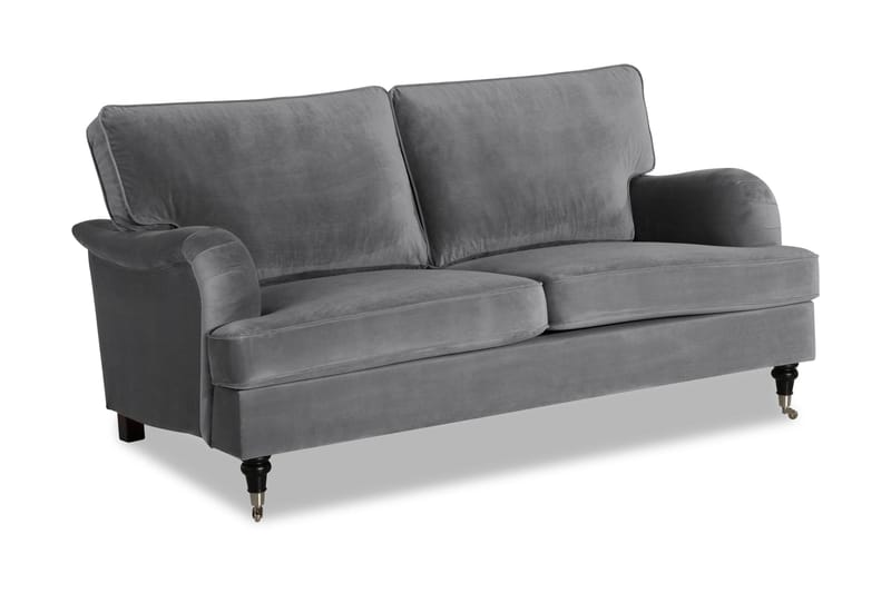 Howard-sofa uten divan og sjeselong Bloomington Howard Classic fløyelssofa 3-seter Vera 2, Grå velur - Møbler - Sofaer - 3 seter sofa