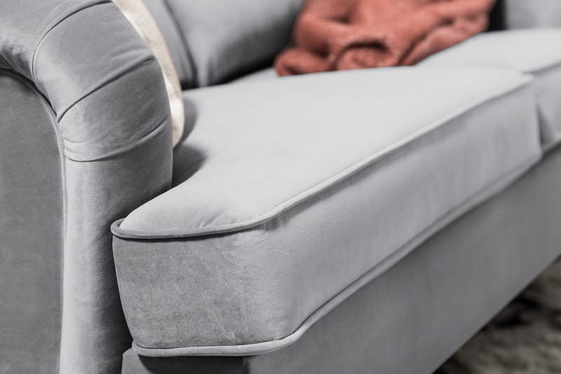 Howard-sofa uten divan og sjeselong Bloomington Howard Classic fløyelssofa 3-seter Vera 2, Grå velur - Møbler - Sofaer - 3 seter sofa