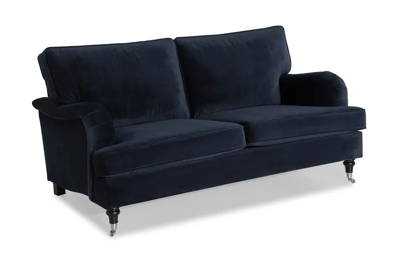 Howard-sofa uten divan og sjeselong Bloomington Howard Classic fløyelssofa 3-seter Vera 4, Blå fløyel - Møbler - Sofaer - 3 seter sofa