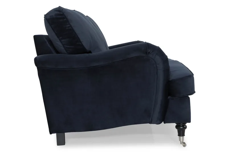 Howard-sofa uten divan og sjeselong Bloomington Howard Classic fløyelssofa 3-seter Vera 4, Blå fløyel - Møbler - Sofaer - 3 seter sofa