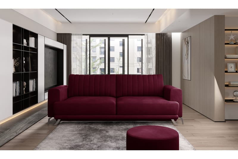 Jalissia 3-seters Sofa, VinRød