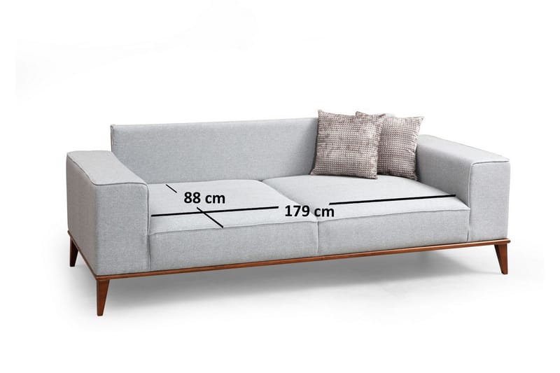Jonnesha 3-Seter Sofa - Grå - Møbler - Sofaer - 3 seter sofa