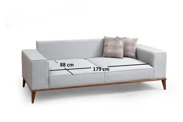 Jonnesha Sovesofa Knappet Rygg i Stoff med Trebein - Grå - Møbler - Sofaer - Sovesofaer - 3 seters sovesofa