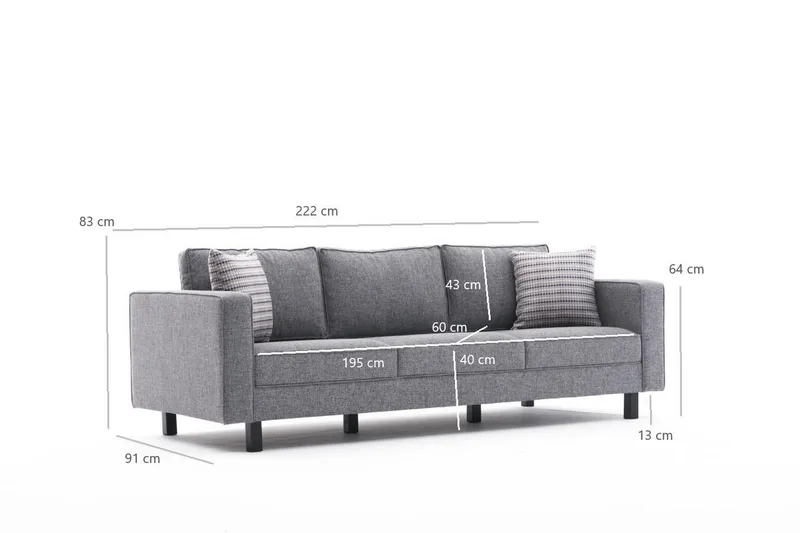 Kaletea Sofa 3-seters - Grå - Møbler - Sofaer - 3 seter sofa