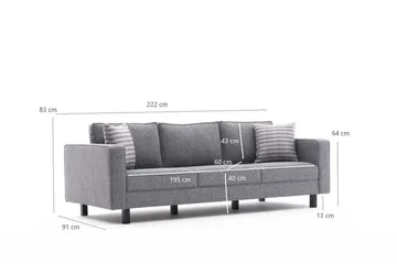 Kaletea Sofa 3-seters - Grå - Møbler - Sofaer - 3 seter sofa
