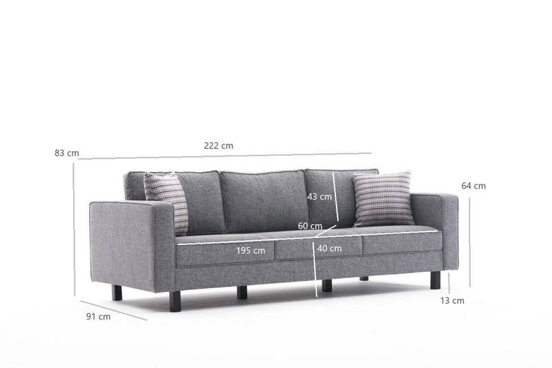 Kaletea Sofa 3-seters - Grå - Møbler - Sofaer - 3 seter sofa