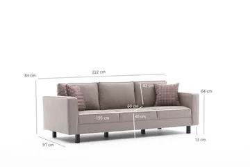 Kaletea Sofa 3-seters - Krem - Møbler - Sofaer - 3 seter sofa