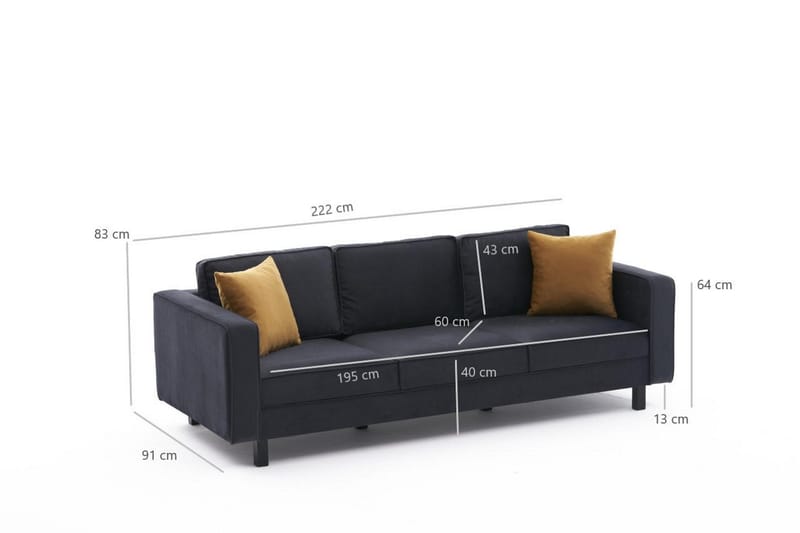 Kaletea Sofa 3-seters - Mørkegrå - Møbler - Sofaer - 3 seter sofa