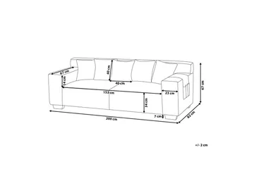 Lahall Manchestersofa 200 cm - Grå - Møbler - Sofaer - 3 seter sofa