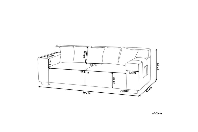 Lahall Manchestersofa 200 cm - Grå - Møbler - Sofaer - 3 seter sofa