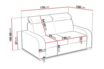 Lavona 2-seter Sovesofa Justerbare Nakkestøtter i Stoff - Brun - Møbler - Sofaer - Sovesofaer - 3 seters sovesofa
