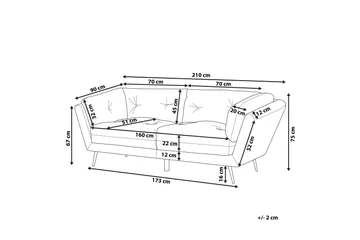Lenvik 3-seters Sofa - Fløyel/Grå - Møbler - Sofaer - 3 seter sofa