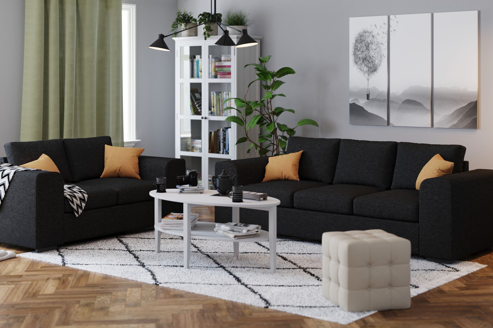 Link 3-seters Stoffsofa - Svart - Møbler - Sofaer - 3 seter sofa