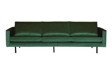 Lissbon 3-seter Retro Rektangulær Fløyelssofa 277 cm - Grønn - Møbler - Sofaer - 3 seter sofa