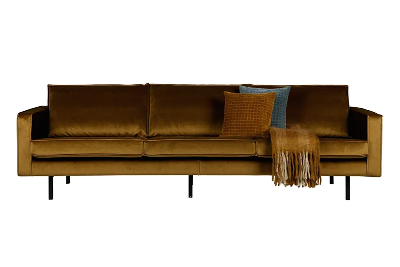 Lissbon 3-seters Fløyelssofa - Gul - Møbler - Sofaer - 3 seter sofa