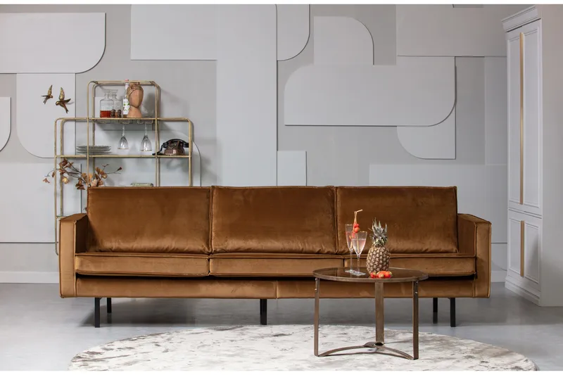 Lissbon 3-seters Fløyelssofa - Gul - Møbler - Sofaer - 3 seter sofa