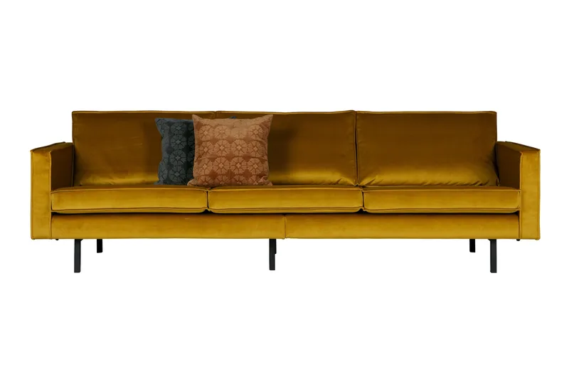 Lissbon 3-seters Fløyelssofa - Oker - Møbler - Sofaer - 3 seter sofa