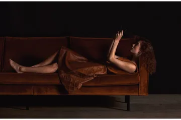 Lissbon 3-seters Fløyelssofa - Rust - Møbler - Sofaer - 3 seter sofa