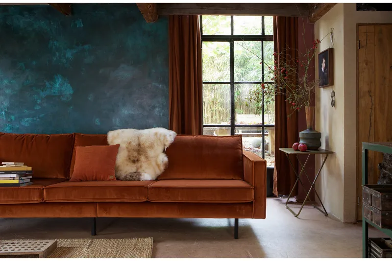 Lissbon 3-seters Fløyelssofa - Rust - Møbler - Sofaer - 3 seter sofa