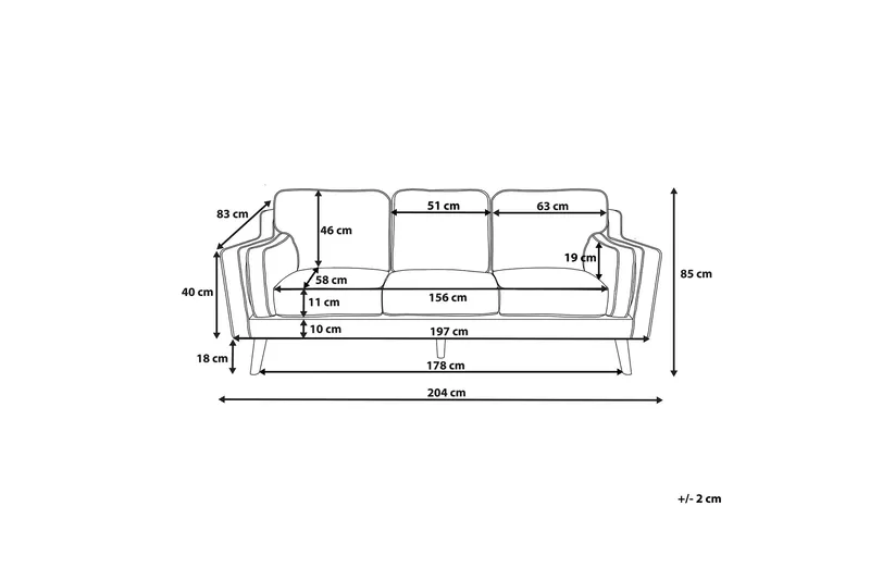 Lokka Sofa 3-seter - Svart - Møbler - Sofaer - 3 seter sofa