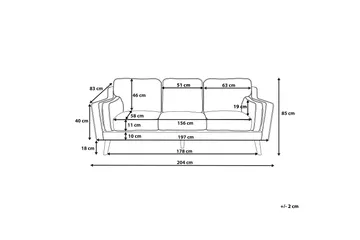 Lokka Sofa 3-seter - Svart - Møbler - Sofaer - 3 seter sofa