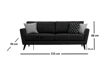 Mangia 3-Seter Sofa - Grå - Møbler - Sofaer - 3 seter sofa