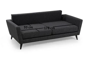Mangia 3-seter Sovesofa 93x178 cm i Stoff - Antrasitt - Møbler - Sofaer - Sovesofaer - 3 seters sovesofa