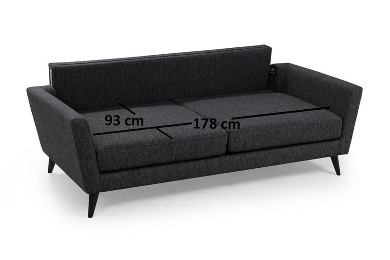 Mangia 3-seter Sovesofa 93x178 cm i Stoff - Antrasitt - Møbler - Sofaer - Sovesofaer - 3 seters sovesofa