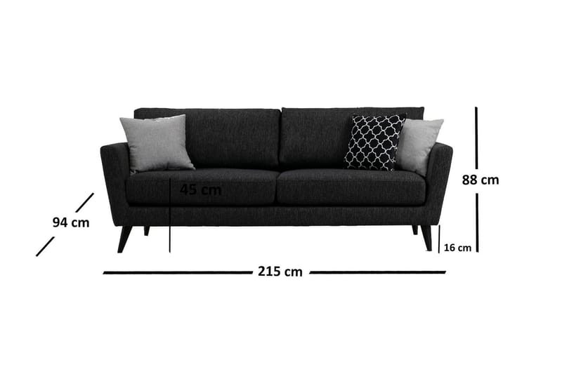 Mangia 3-seter Sovesofa 93x178 cm i Stoff - Antrasitt - Møbler - Sofaer - Sovesofaer - 3 seters sovesofa