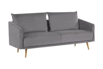 Maurana 3-seter Fløyelssofa med Metallben - Grå - Møbler - Sofaer - 3 seter sofa
