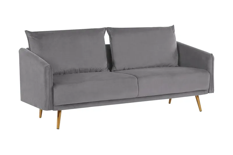 Maurana 3-seter Fløyelssofa med Metallben - Grå - Møbler - Sofaer - 3 seter sofa