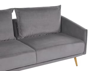 Maurana 3-seter Fløyelssofa med Metallben - Grå - Møbler - Sofaer - 3 seter sofa