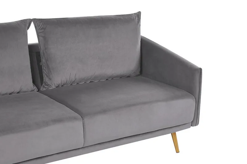 Maurana 3-seter Fløyelssofa med Metallben - Grå - Møbler - Sofaer - 3 seter sofa