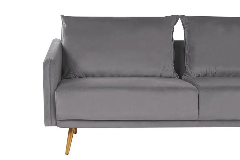 Maurana 3-seter Fløyelssofa med Metallben - Grå - Møbler - Sofaer - 3 seter sofa
