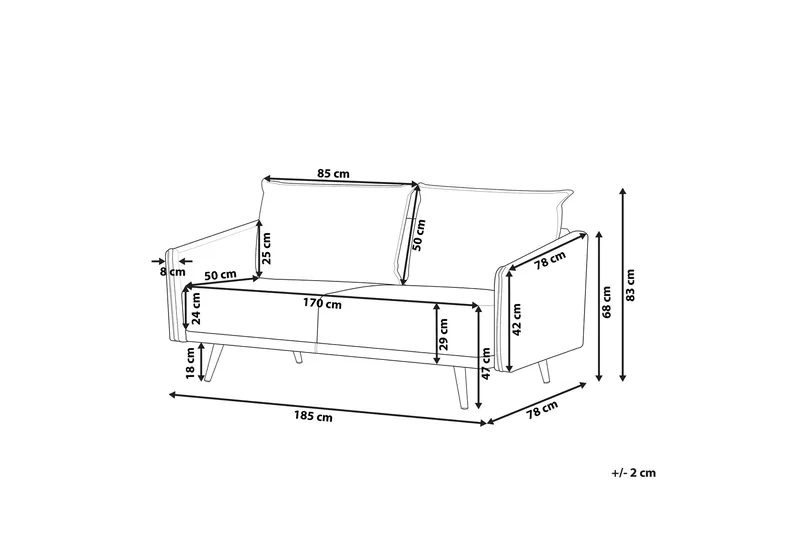 Maurana 3-seter Fløyelssofa med Metallben - Grå - Møbler - Sofaer - 3 seter sofa