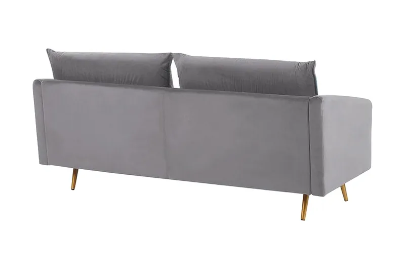 Maurana 3-seter Fløyelssofa med Metallben - Grå - Møbler - Sofaer - 3 seter sofa