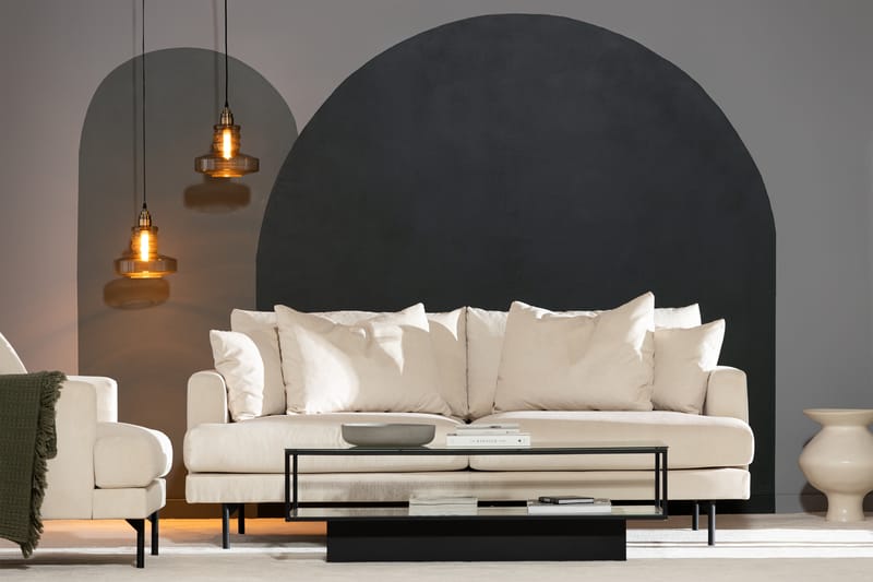 Menard 3-seters Dyp Manchestersofa 205 cm bred - Beige - Møbler - Sofaer - 3 seter sofa