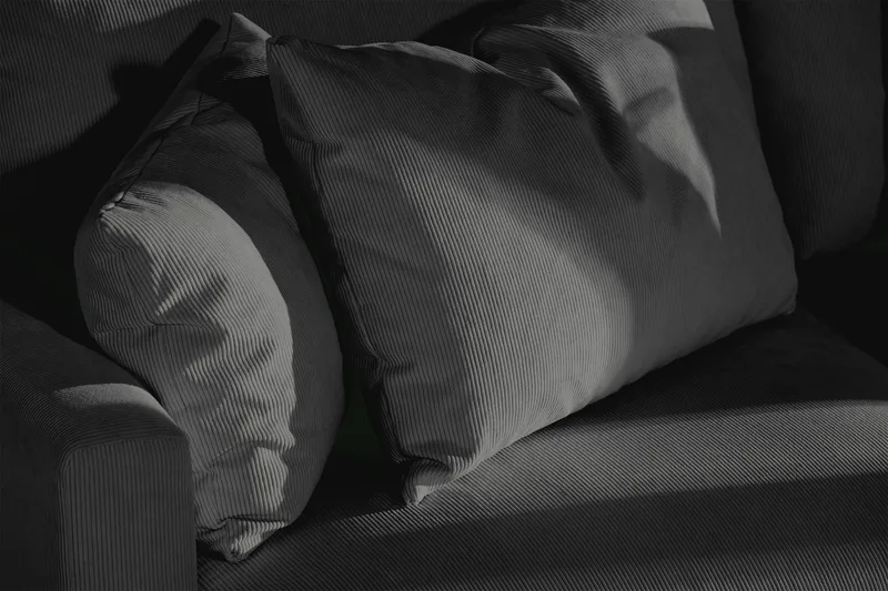 Menard 3-seters Dyp Manchestersofa - Grå - Møbler - Sofaer - 3 seter sofa