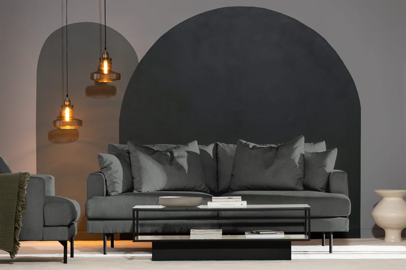Menard 3-seters Dyp Manchestersofa - Grå - Møbler - Sofaer - 3 seter sofa