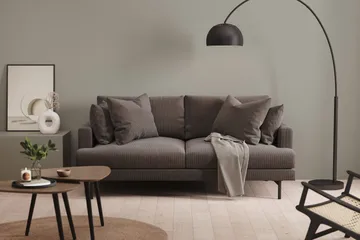 Menard 3-seters Dyp Manchestersofa - Mørk grå - Møbler - Sofaer - 3 seter sofa