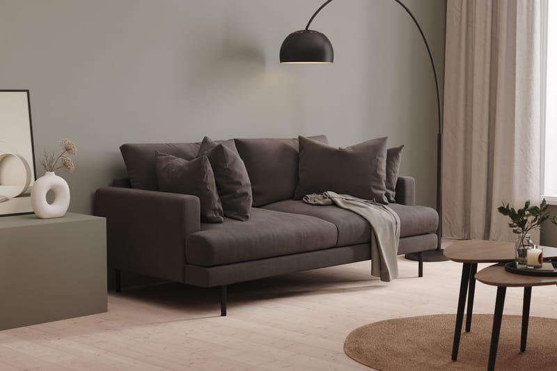 Menard 3-seters Dyp Manchestersofa - Mørk grå - Møbler - Sofaer - 3 seter sofa